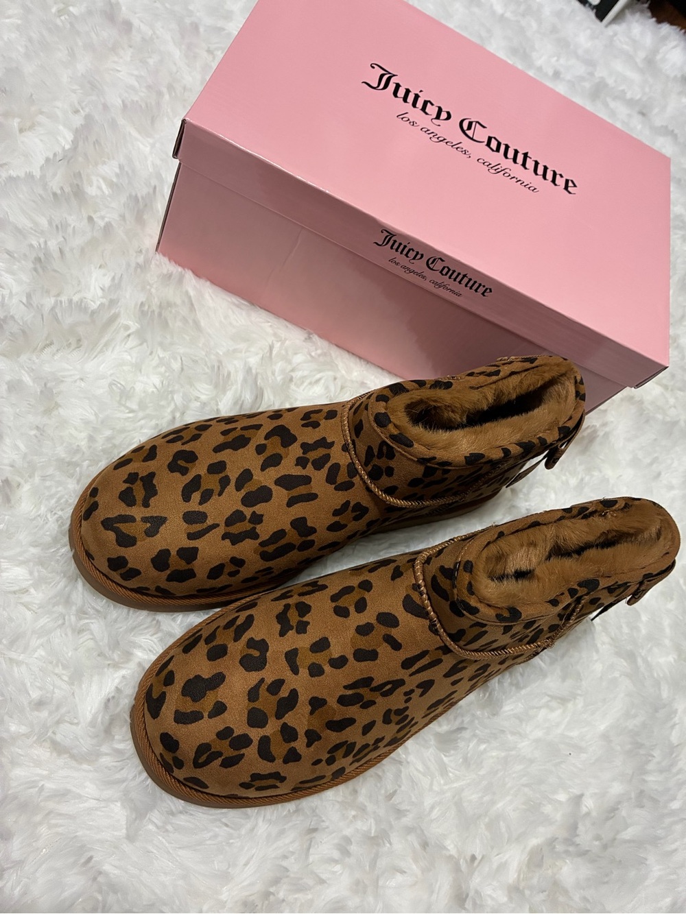 Juicy Couture JC-Leopard 2 Print Faux-Fur Lined Ankle Booties in Brown and Black - Picture 2 of 5